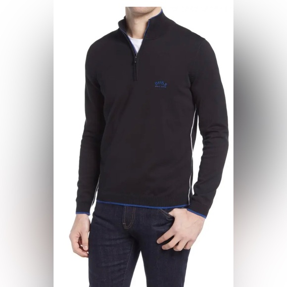 Boss Athleisure Ziston Half Zip Knitted Sweater in Black , size M - Picture 4 of 14